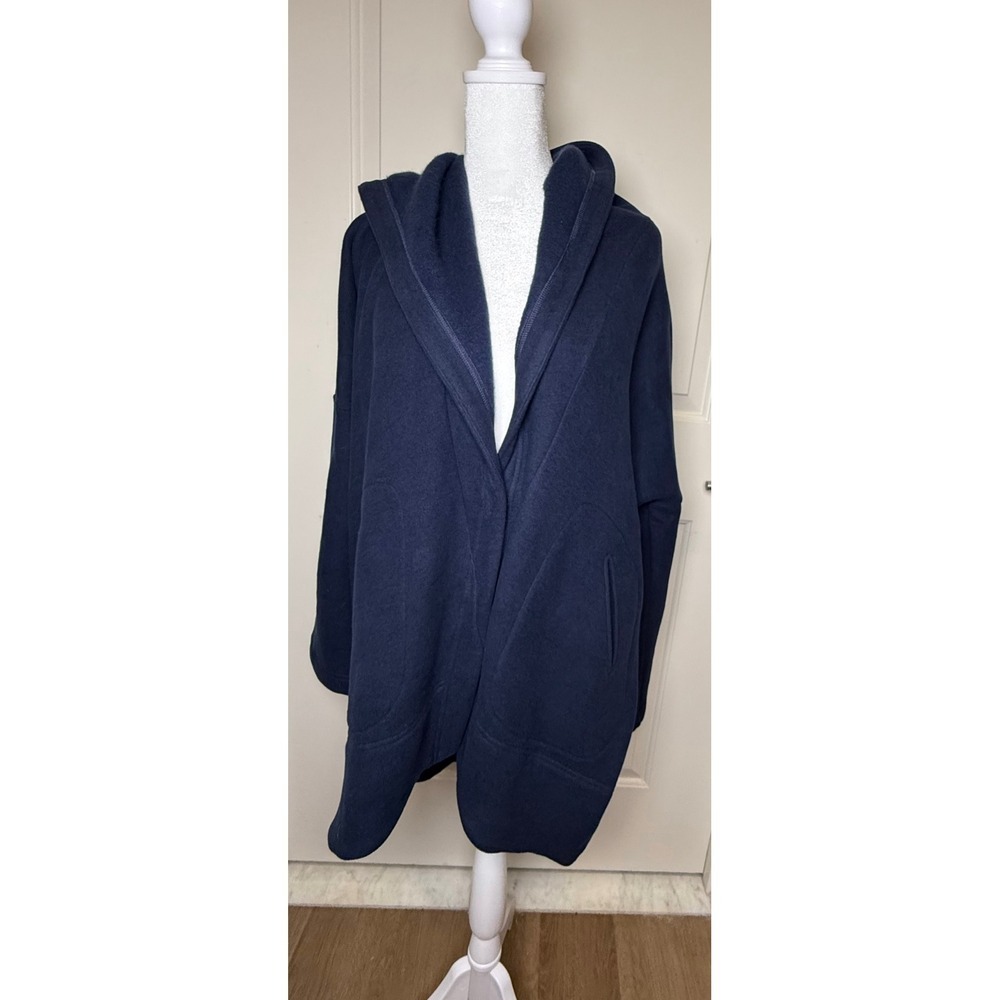 Zero + Maria Cornejo XS Navy Hooded Cardigan Jacket | Minimalist Japandi Chic